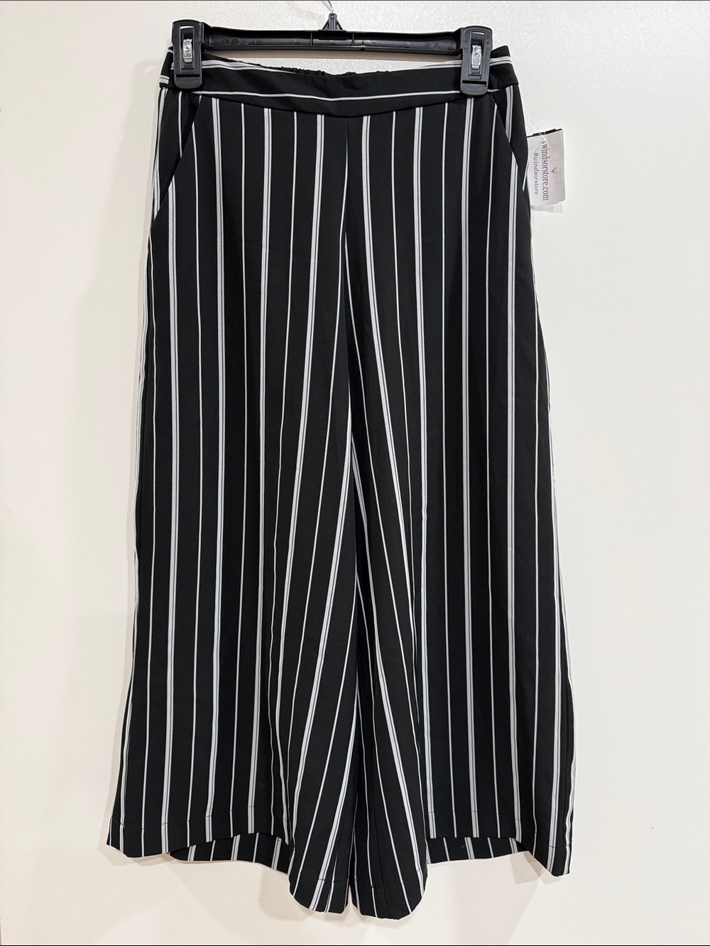 Windsor Black and White Vertical-Stripe Ankle Wide Leg Pants